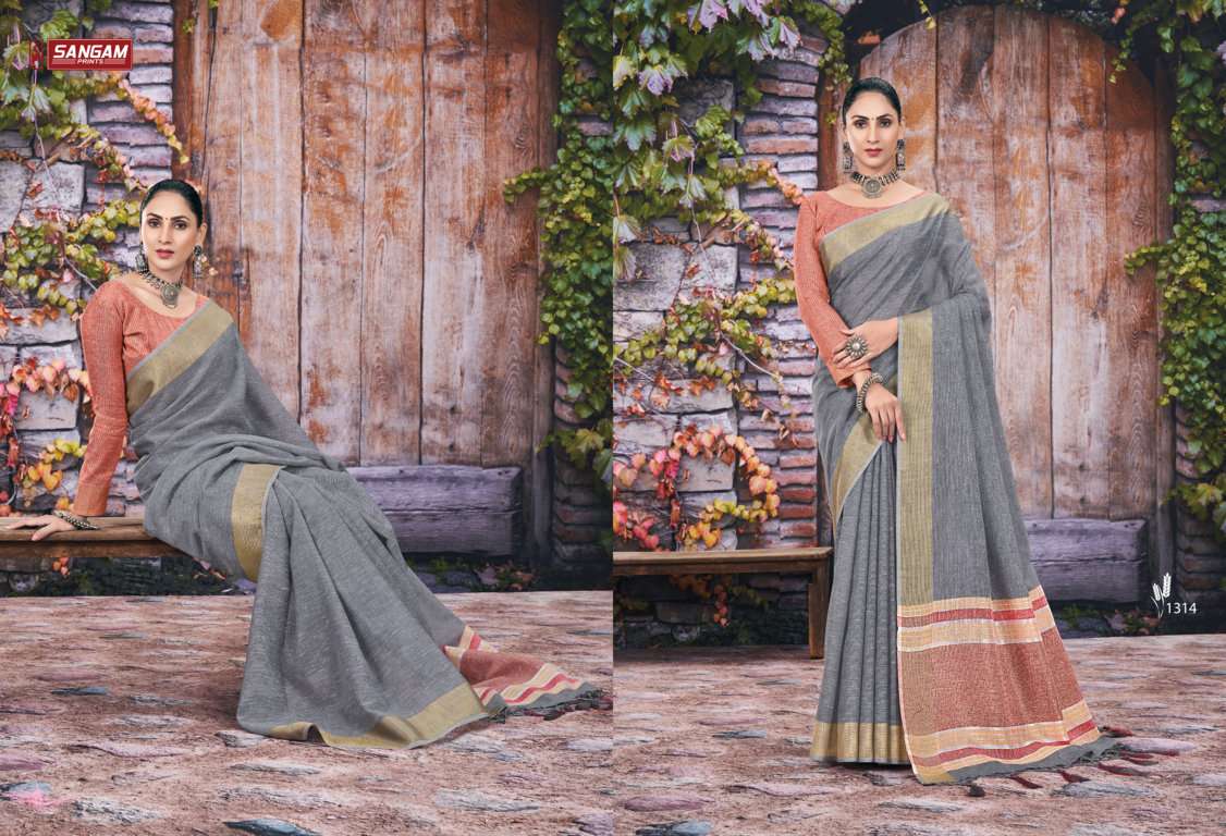 Sangam Rithika Festive Wear Linen Sarees Catalog
