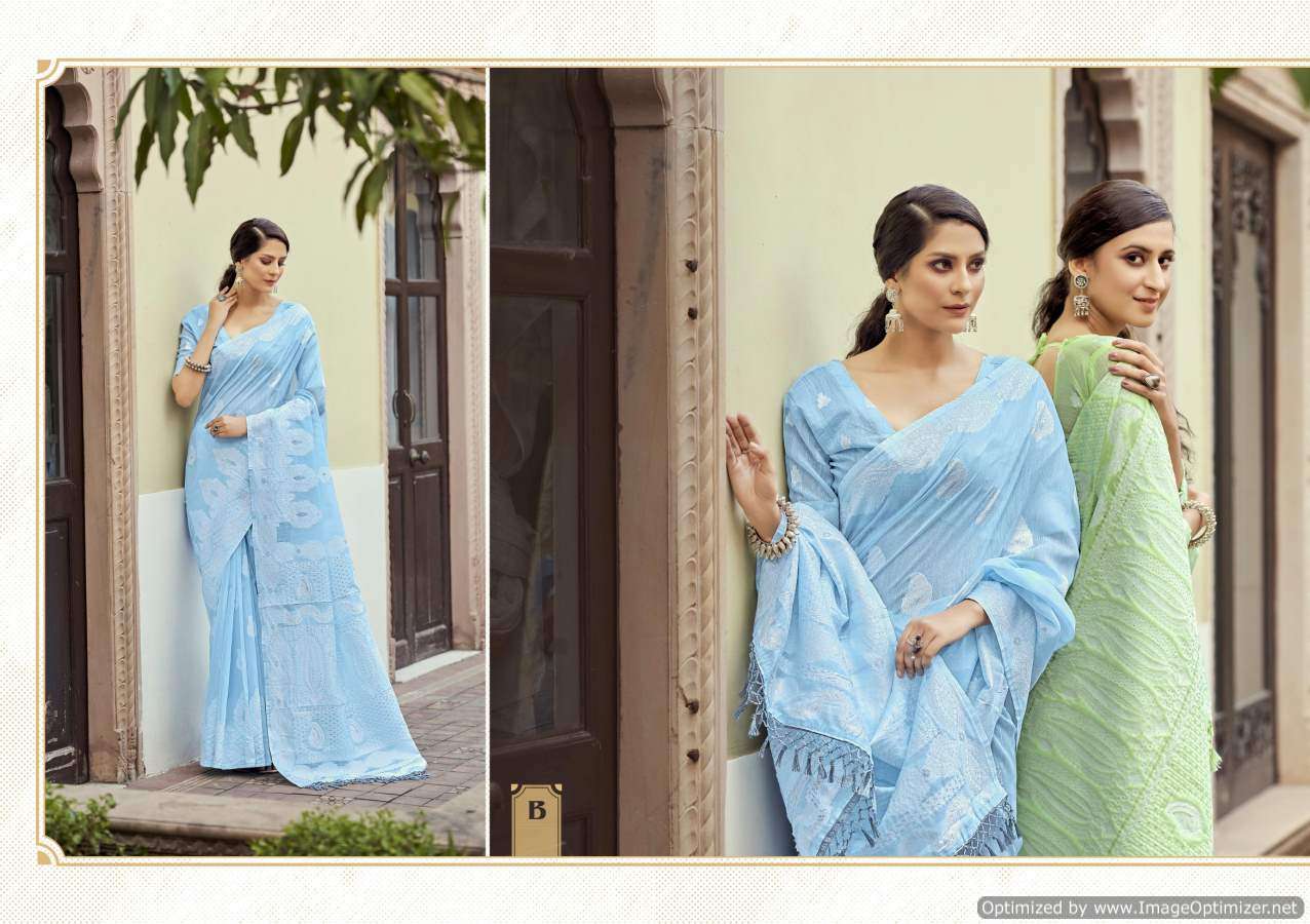 Shangrila Chikankari Silk Casual Wear Soft Linen Sarees Catalog