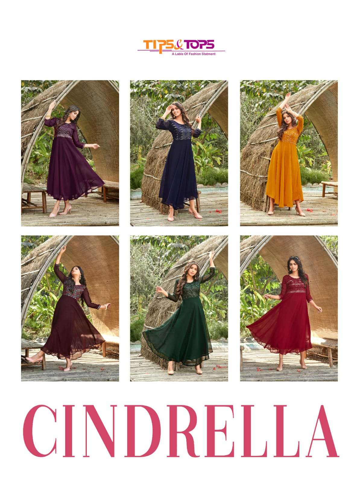 Tips & Tops Cindrella Designer Georgette Party Wear Kurtis Catalog