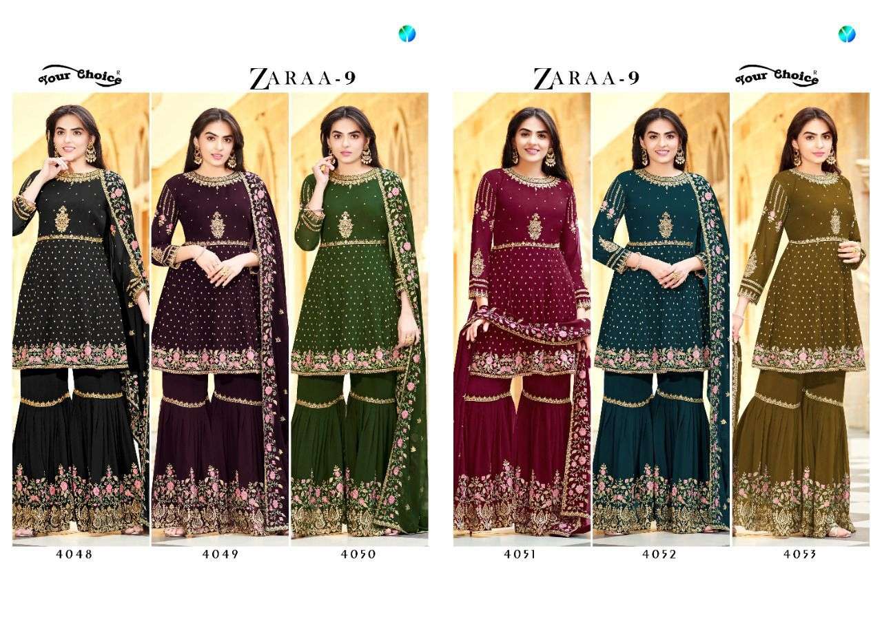 Your Choice Zaraa Vol 9 Georgette Wear Embroidery Salwar Suits Catalog
