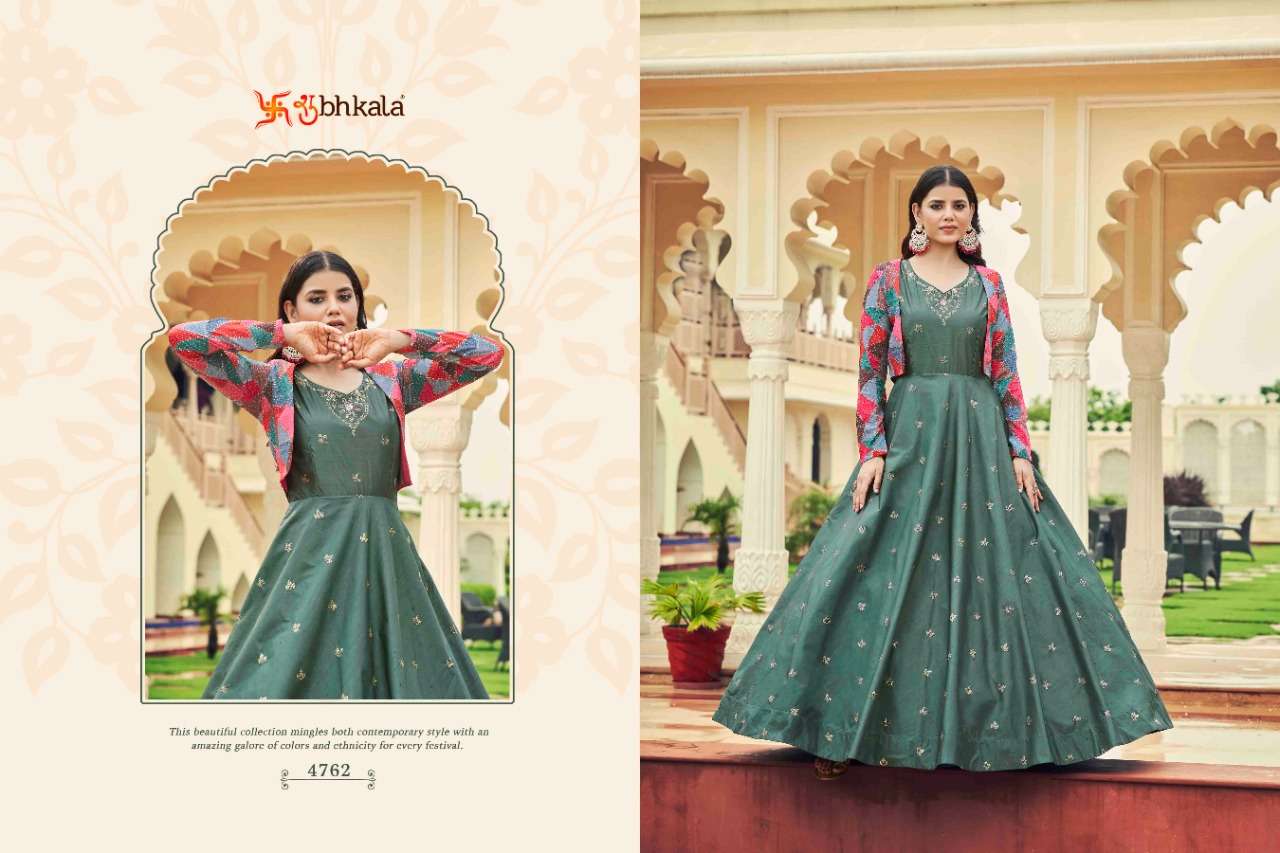 Dusty Green Multi Color Exclusive Wear Anarkali Gown Wholesale