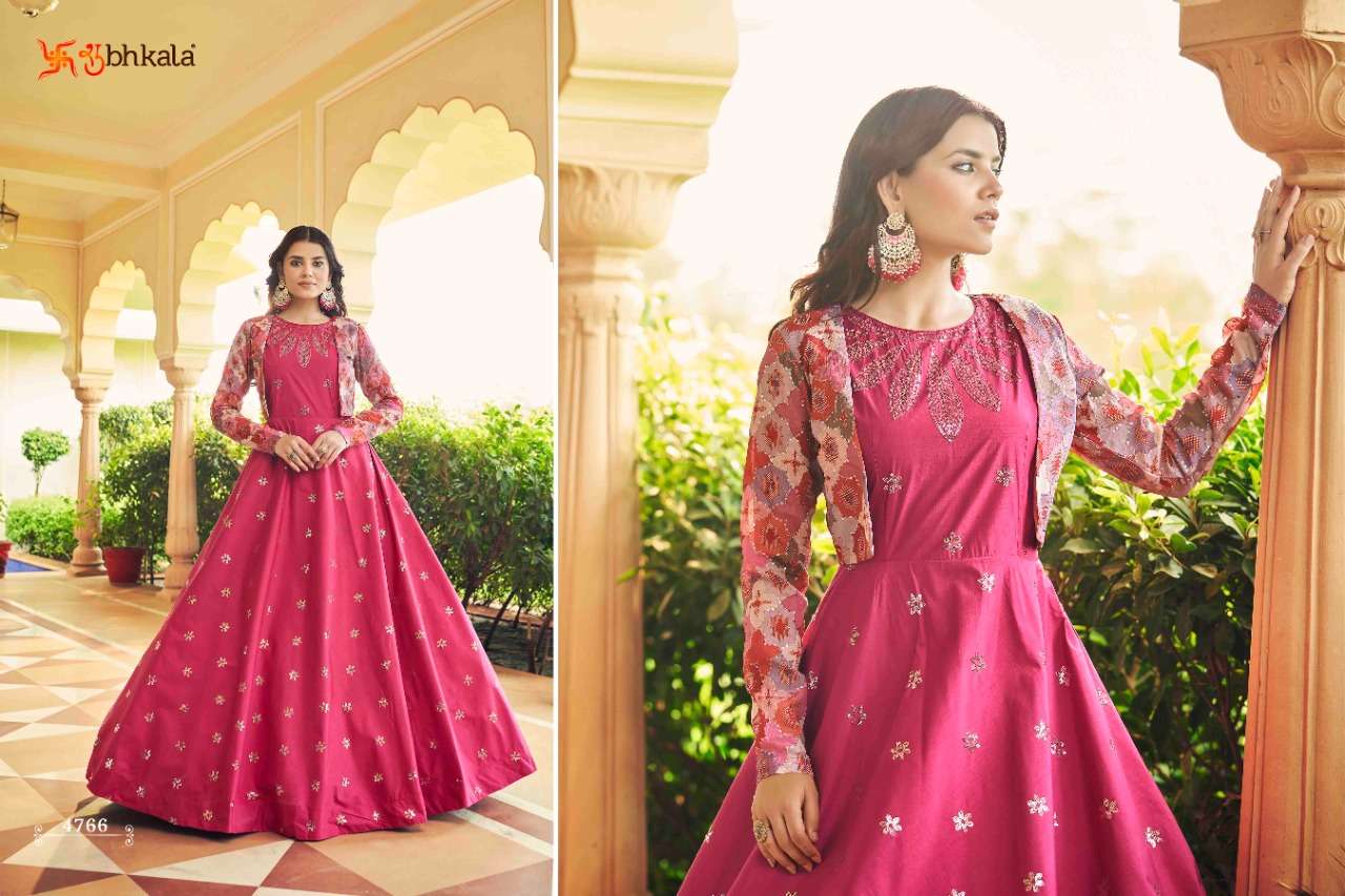 Rani Pink Multi Color Exclusive Wear Anarkali Gown Wholesale