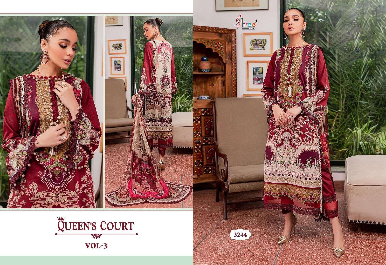 Shree Queens Court Vol 3 Cotton Dupatta Pakistani Salwar Suits Wholesale surat