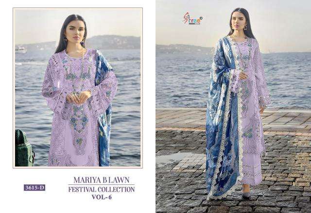 Shree Mariya B Lawn 3615 Colors Chiffon Dupatta Latest Salwar Kameez Collection In Surat