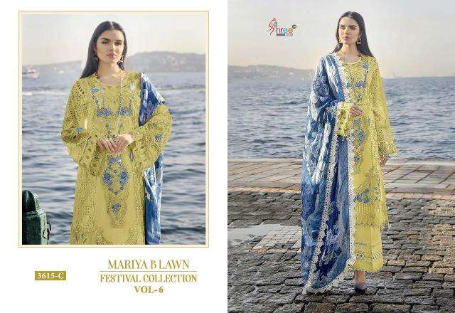 Shree Mariya B Lawn 3615 Colors Chiffon Dupatta Latest Salwar Kameez Collection In Surat