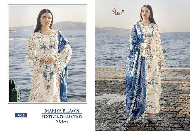 Shree Mariya B Lawn 3615 Colors Chiffon Dupatta Latest Salwar Kameez Collection In Surat