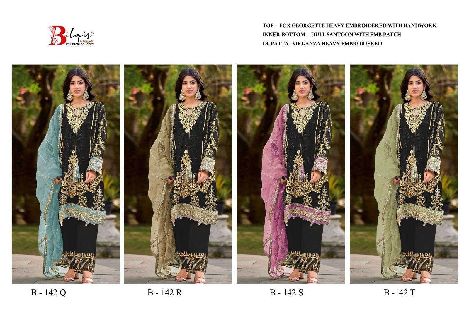 Bilqis B 142 A TO D wholesale market for pakistani suits in delhi
