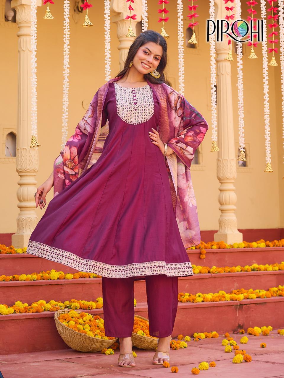 Pirohi Anarkali catalog branded kurti wholesale - Sanvari Fashion