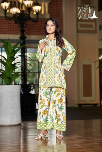 The Wonder Woman W 1013 catalog modest co ord sets pakistan - Sanvari Fashion