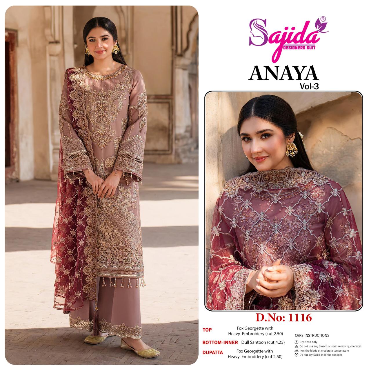Sajida Anaya vol 3 catalog pakistani suits for ladies  - Sanvari Fashion