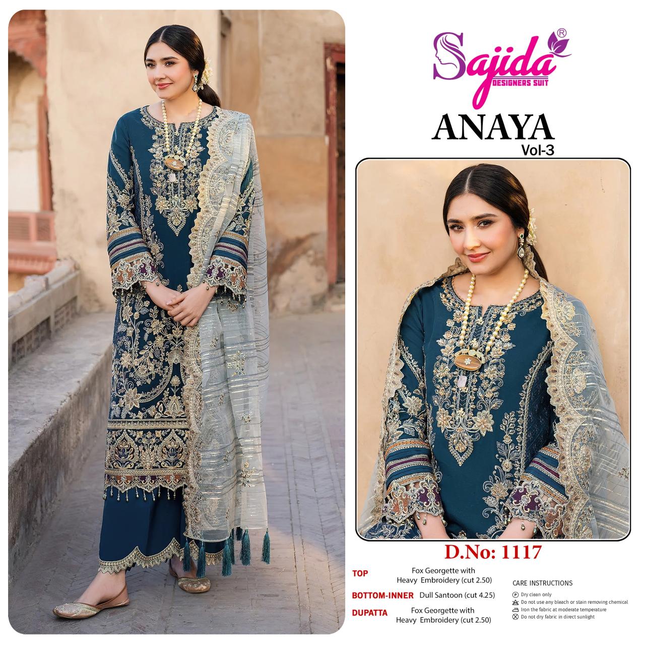 Sajida Anaya vol 3 catalog pakistani suits for ladies  - Sanvari Fashion