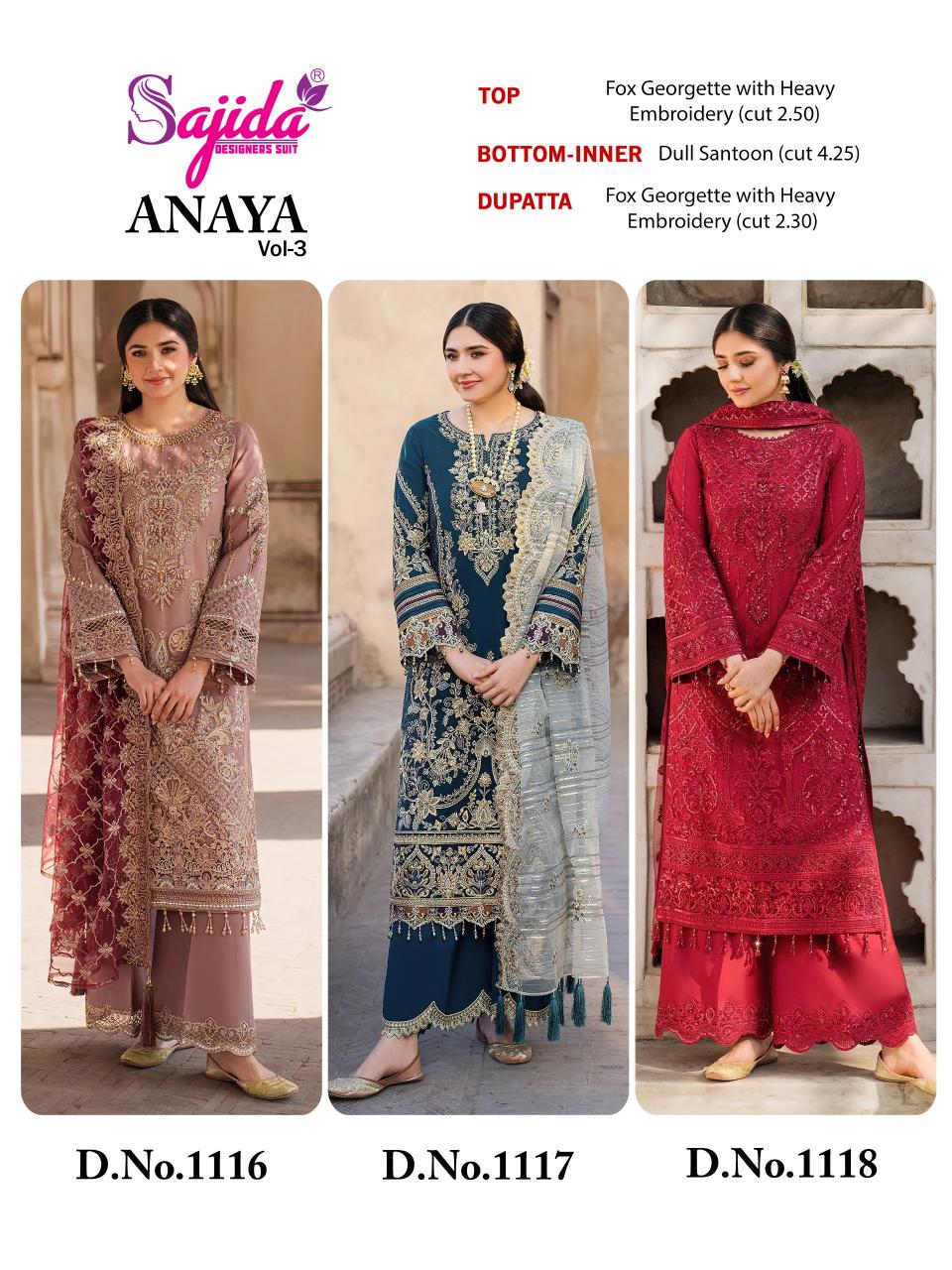 Sajida Anaya vol 3 catalog pakistani suits for ladies  - Sanvari Fashion