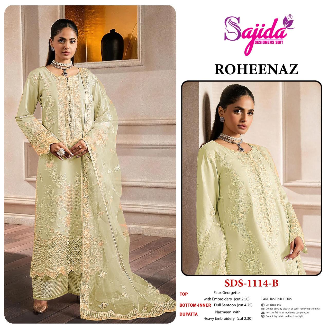 Sajida Roheenaz catalog georette pakistani copy suits - Sanvari Fashion
