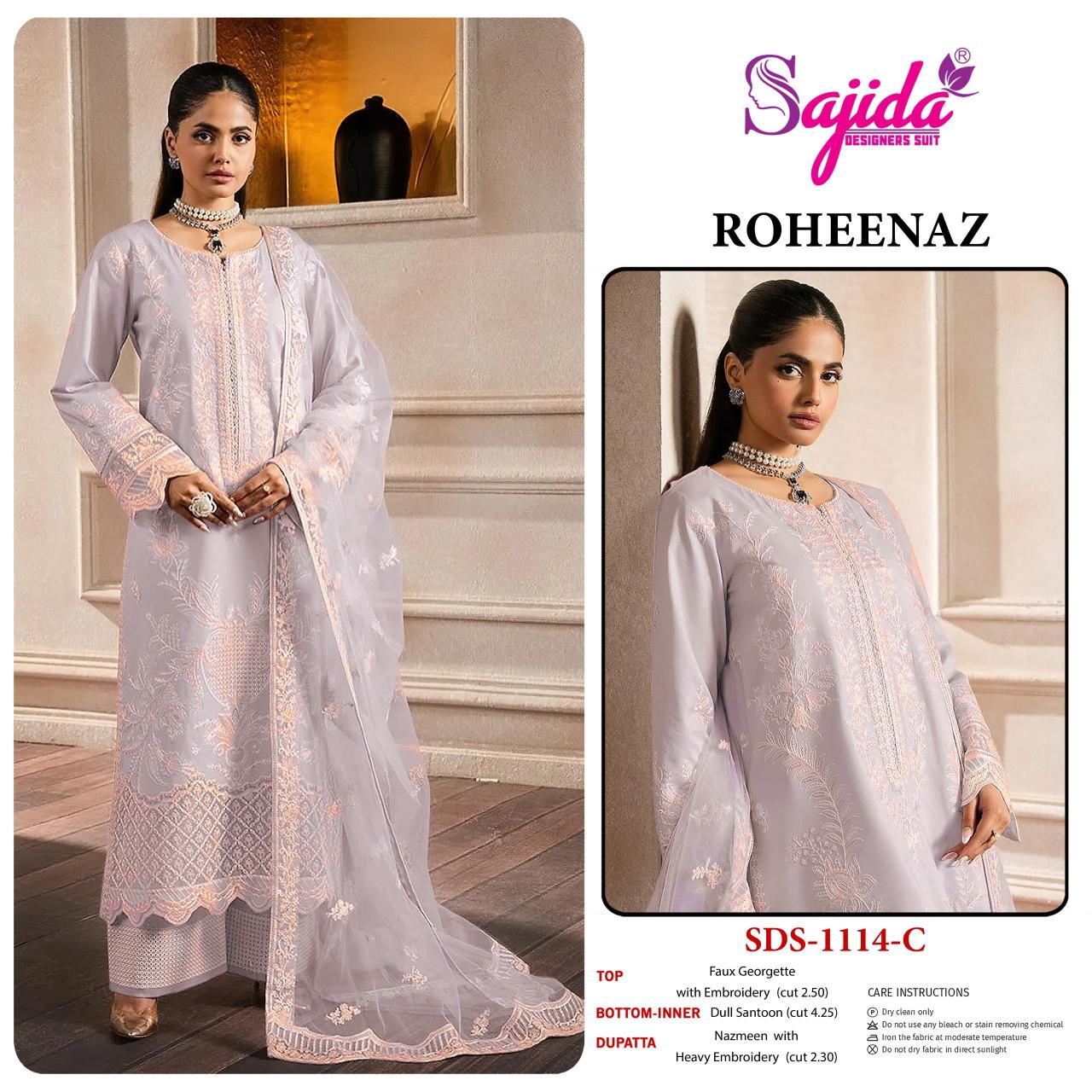 Sajida Roheenaz catalog georette pakistani copy suits - Sanvari Fashion