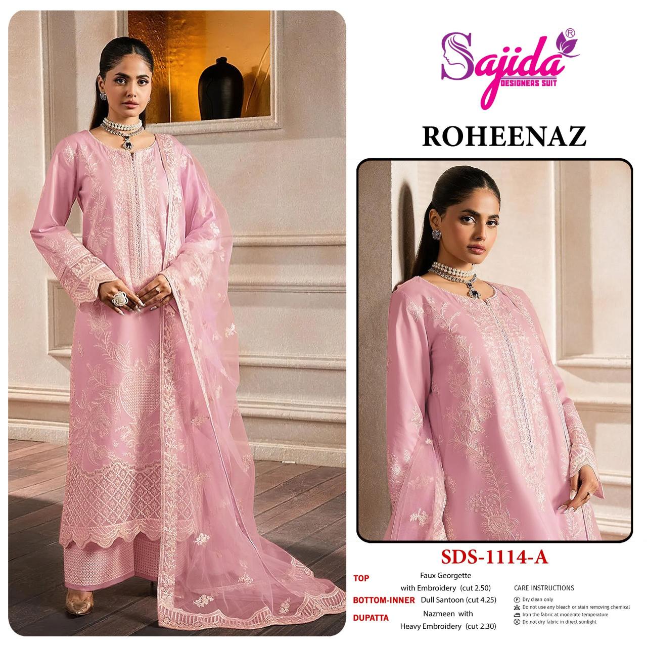 Sajida Roheenaz catalog georette pakistani copy suits - Sanvari Fashion