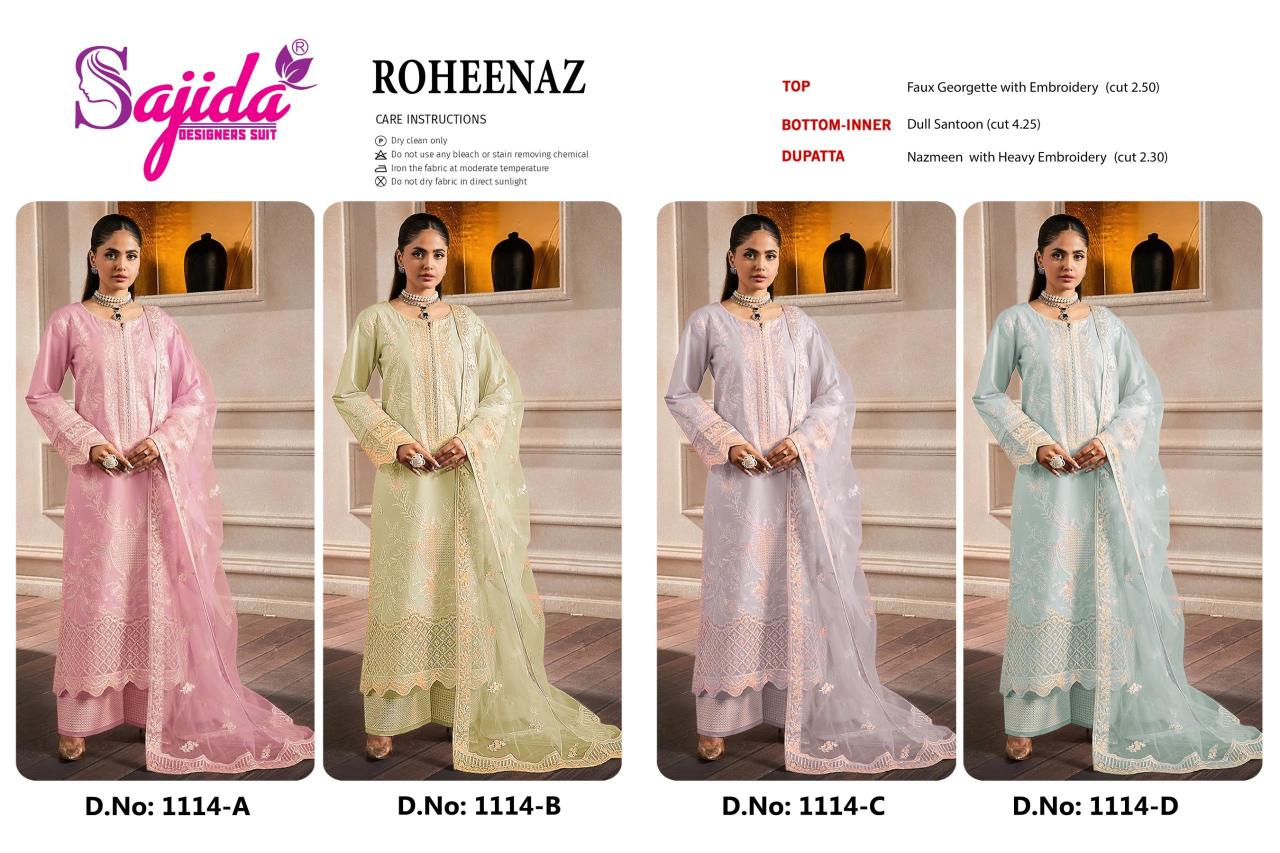 Sajida Roheenaz catalog georette pakistani copy suits - Sanvari Fashion