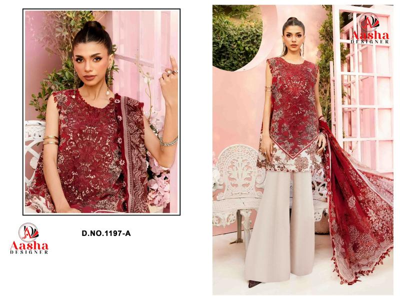 Aasha 1197 A And B catalog Chiffon Dupatta wholesale market for pakistani suits in hyderabad - Sanvari Fashion