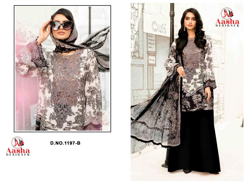 Aasha 1197 A And B catalog Chiffon Dupatta wholesale market for pakistani suits in hyderabad - Sanvari Fashion