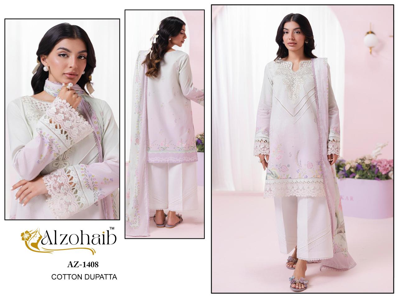 Alzohaib Az Itrh Vol 1 catalog Cotton Dupatta wholesale factory price pakistani suit - Sanvari Fashion