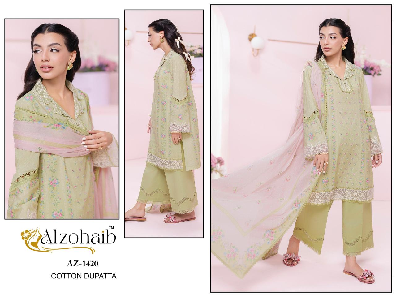 Alzohaib Az Itrh Vol 1 catalog Cotton Dupatta wholesale factory price pakistani suit - Sanvari Fashion