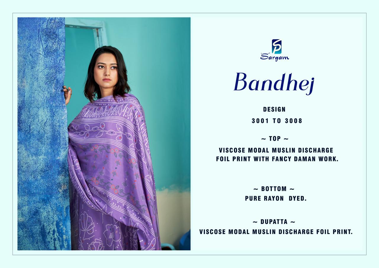 Sargam Bandhej catalog dress material shop in surat - Sanvari Fashion
