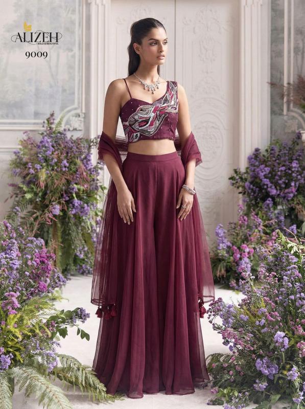 Alizeh 9008 And 9009 catalog Georgette Designer Choli Sharara - Sanvari Fashion