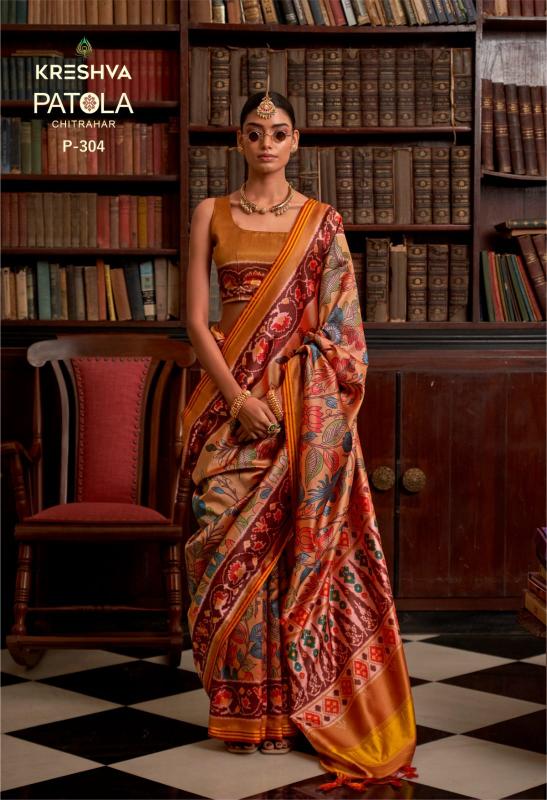 Kreshva Patola Chitrahar catalog silk saree wholesale market in mumbai - Sanvari Fashion
