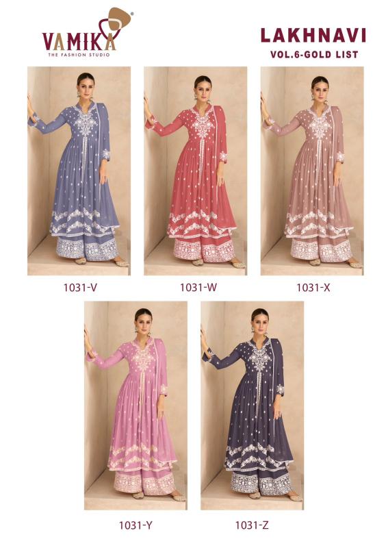 Vamika Lakhnavi Vol 6 gold (D.NO.1031V To 1031Z) catalog wholesale market for lucknowi kurtis - Sanvari Fashion