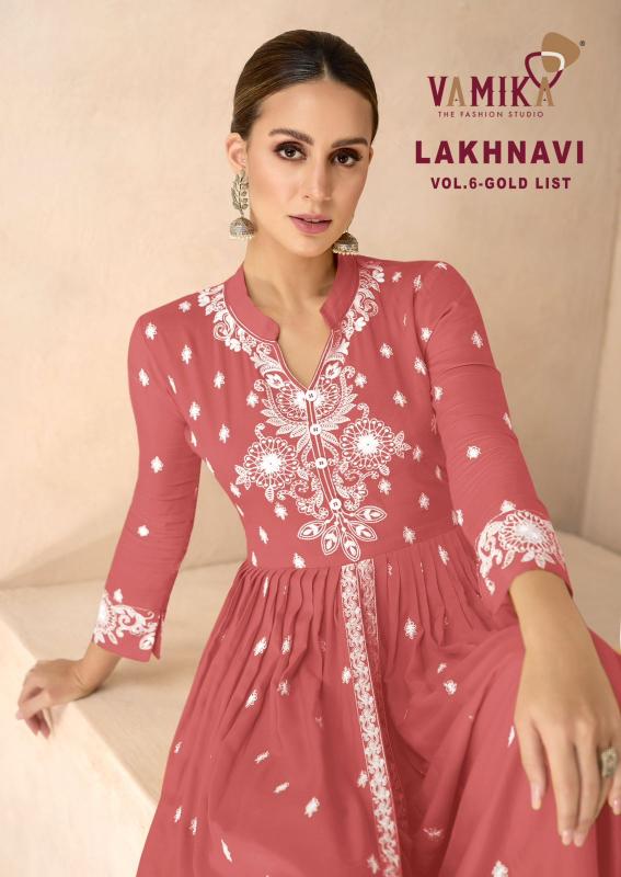Vamika Lakhnavi Vol 6 gold (D.NO.1031V To 1031Z) catalog wholesale market for lucknowi kurtis - Sanvari Fashion