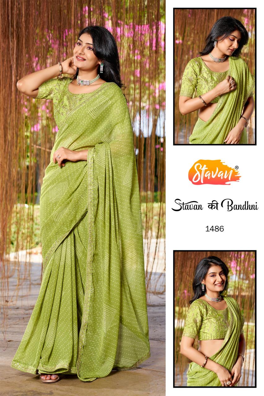 Stavan Stavan Ki Bandhani catalog georgette saree wholesalers - Sanvari Fashion