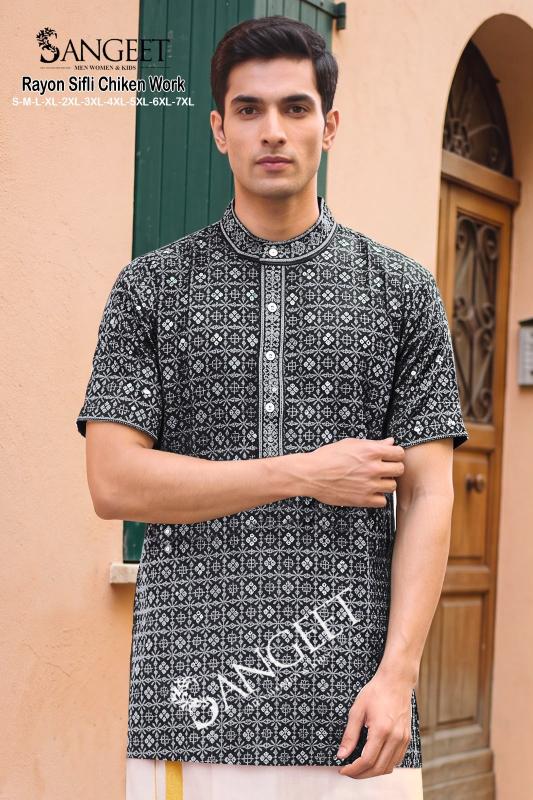Sangeet Rayon Sifli Chicken work catalog Ethnic mens wear - Sanvari Fashion