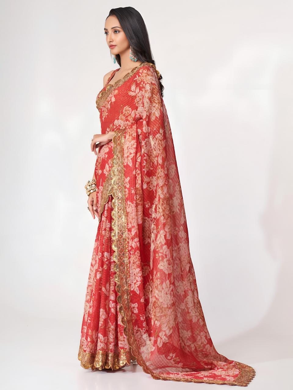 Dazira 1107 Red catalog wholesale saree market in ahmedabad - Sanvari Fashion