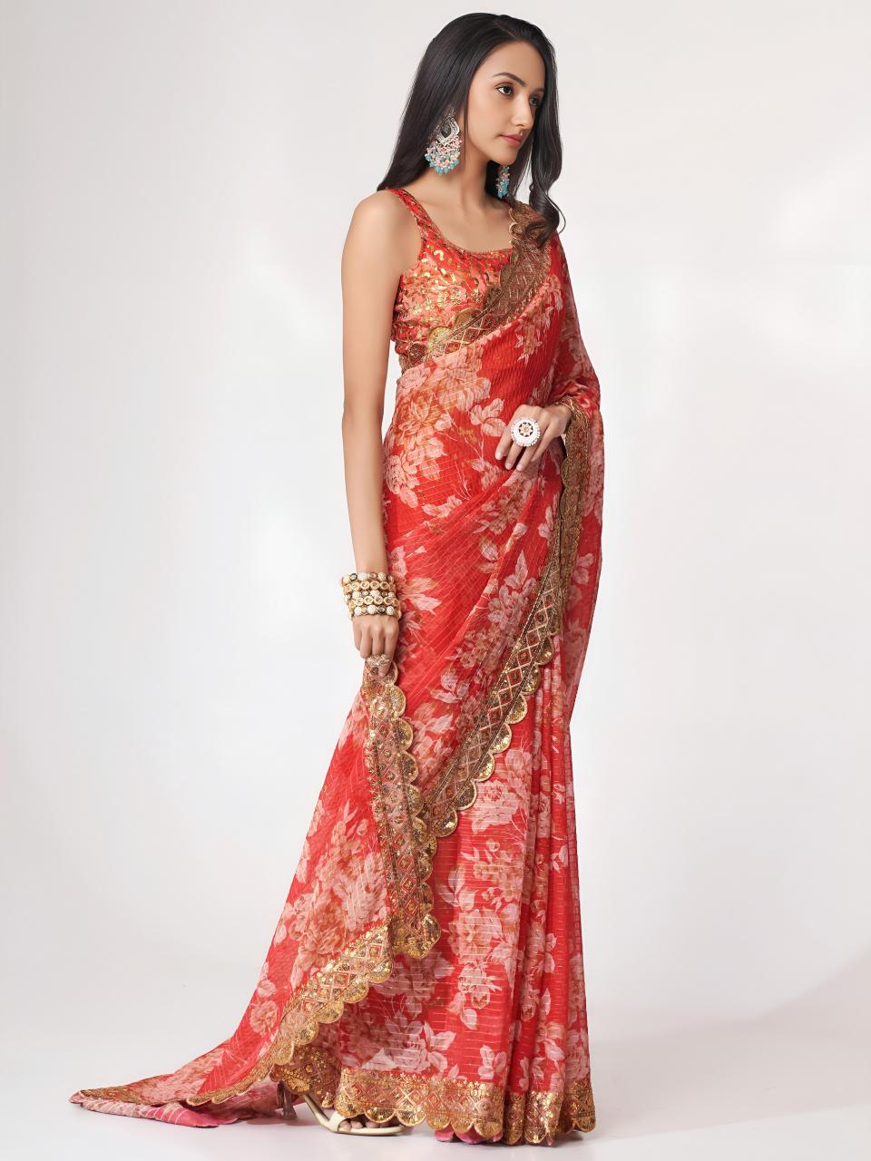 Dazira 1107 Red catalog wholesale saree market in ahmedabad - Sanvari Fashion