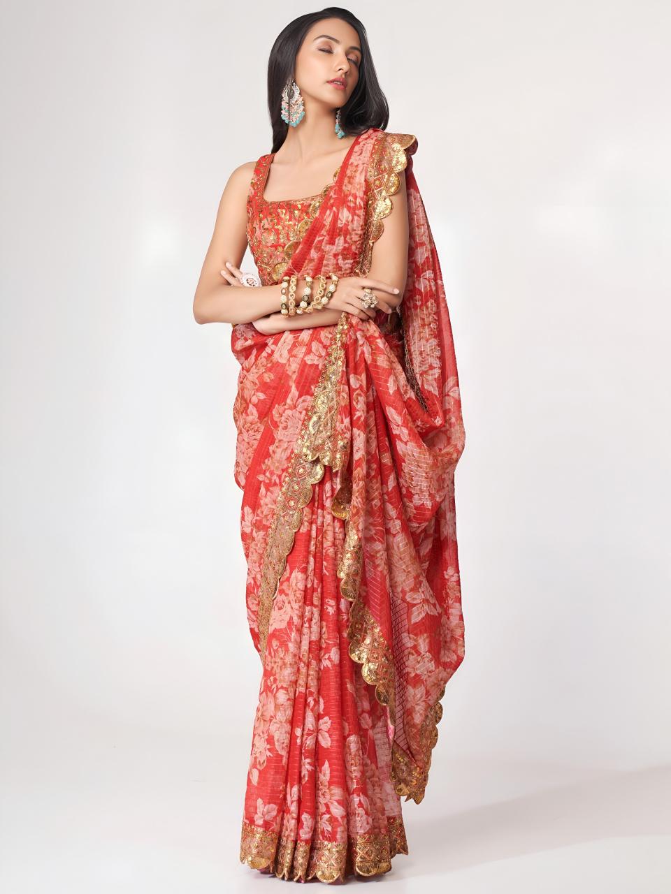 Dazira 1107 Red catalog wholesale saree market in ahmedabad - Sanvari Fashion