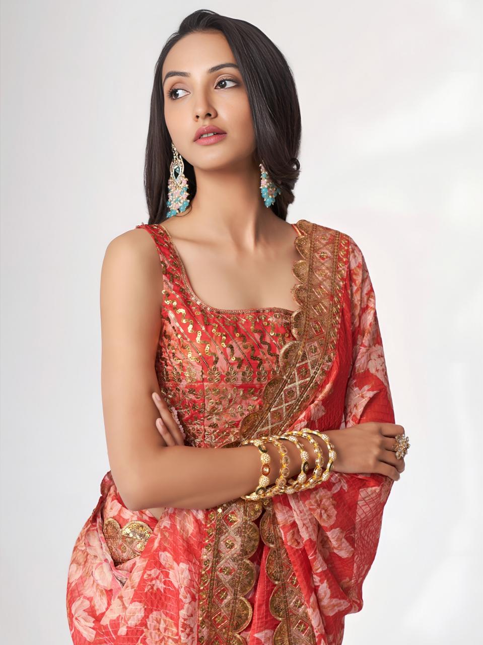 Dazira 1107 Red catalog wholesale saree market in ahmedabad - Sanvari Fashion