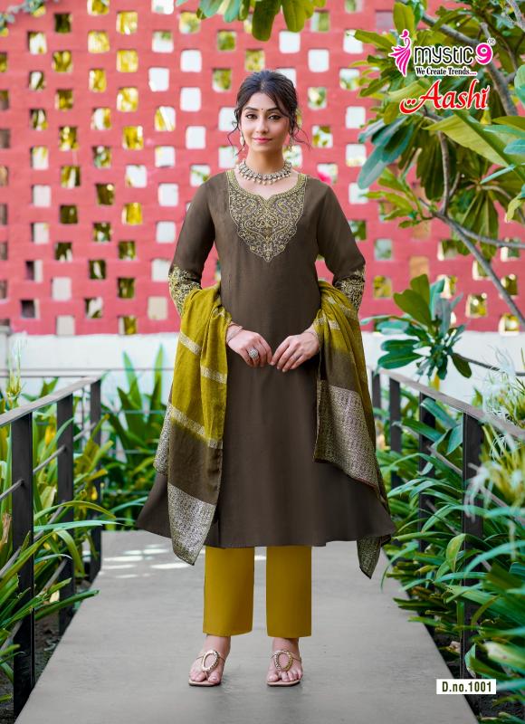 Mystic 9 Aashi vol 1 catalog kolkata wholesale market for kurtis - Sanvari Fashion
