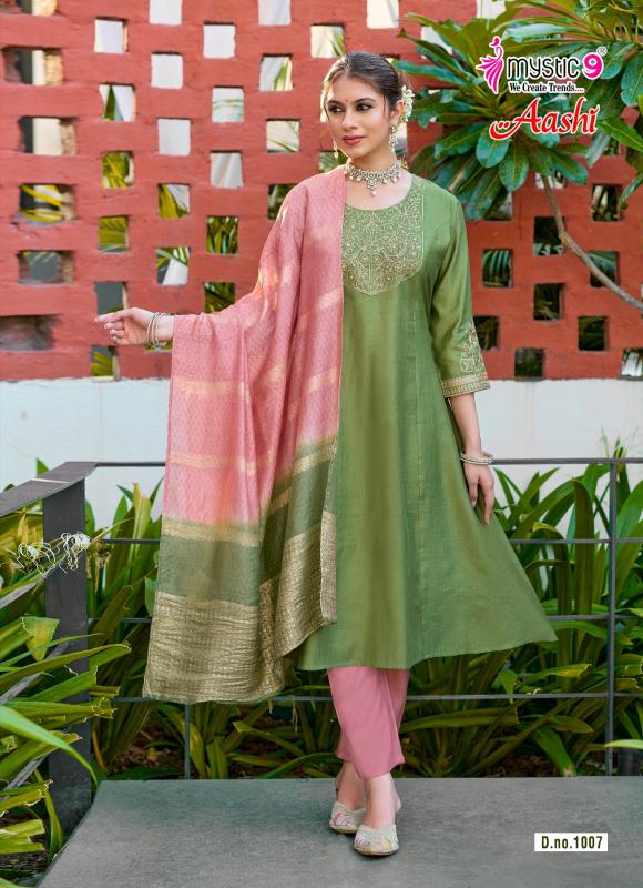 Mystic 9 Aashi vol 1 catalog kolkata wholesale market for kurtis - Sanvari Fashion