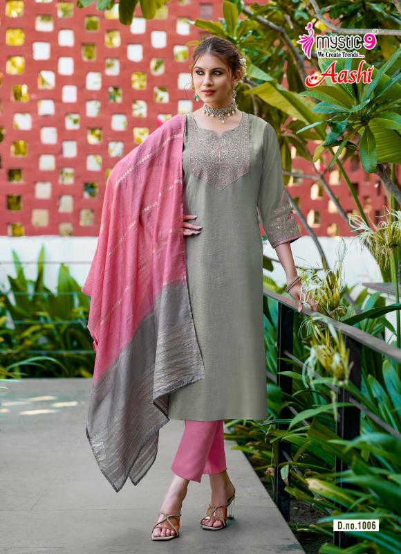 Mystic 9 Aashi vol 1 catalog kolkata wholesale market for kurtis - Sanvari Fashion