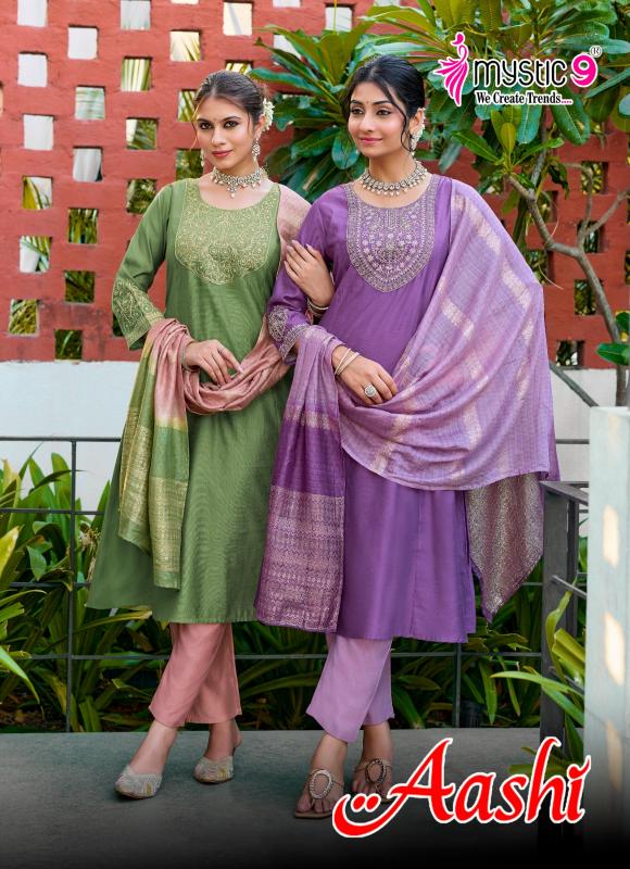 Mystic 9 Aashi vol 1 catalog kolkata wholesale market for kurtis - Sanvari Fashion