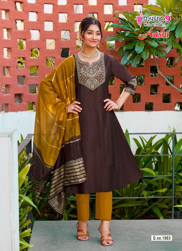 Mystic 9 Aashi vol 1 catalog kolkata wholesale market for kurtis - Sanvari Fashion