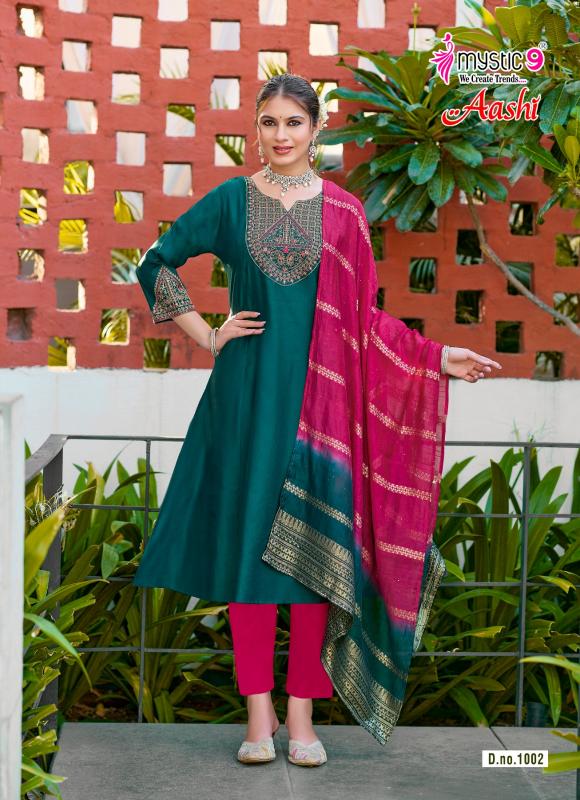 Mystic 9 Aashi vol 1 catalog kolkata wholesale market for kurtis - Sanvari Fashion