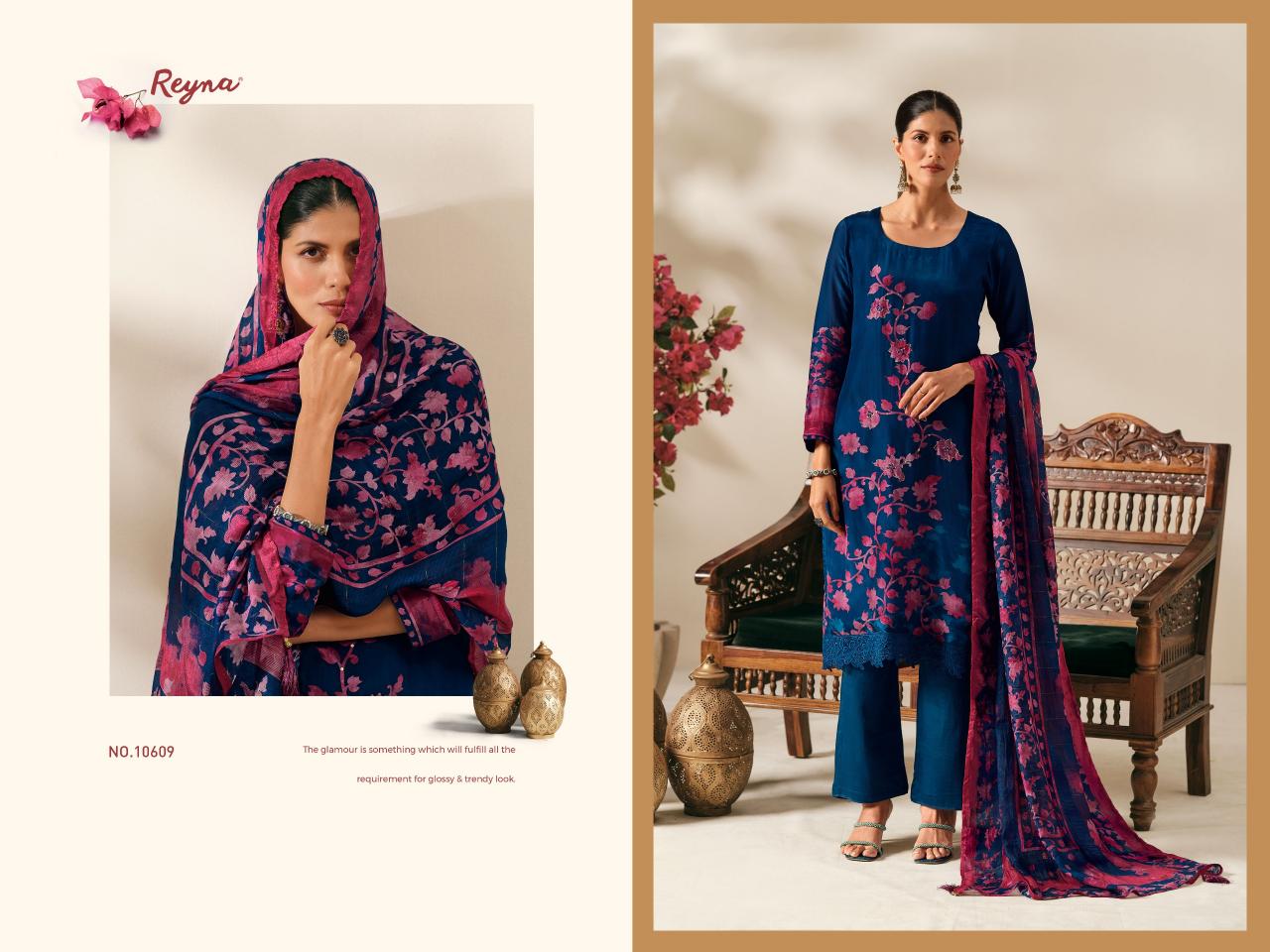 Reyna Floral Craft catalog wholesale salwar kameez online shopping in india - Sanvari Fashion