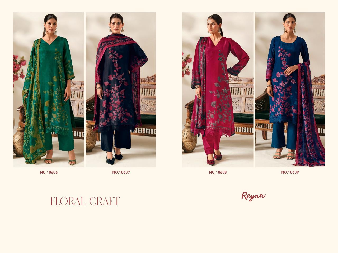 Reyna Floral Craft catalog wholesale salwar kameez online shopping in india - Sanvari Fashion