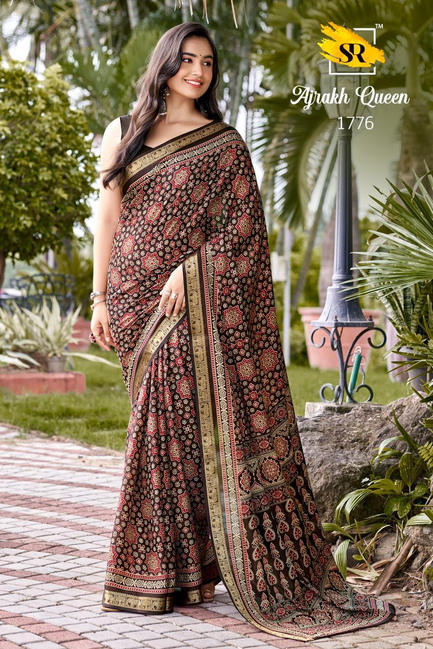 Sr Ajrakh Queen catalog wholesale saree market - Sanvari Fashion