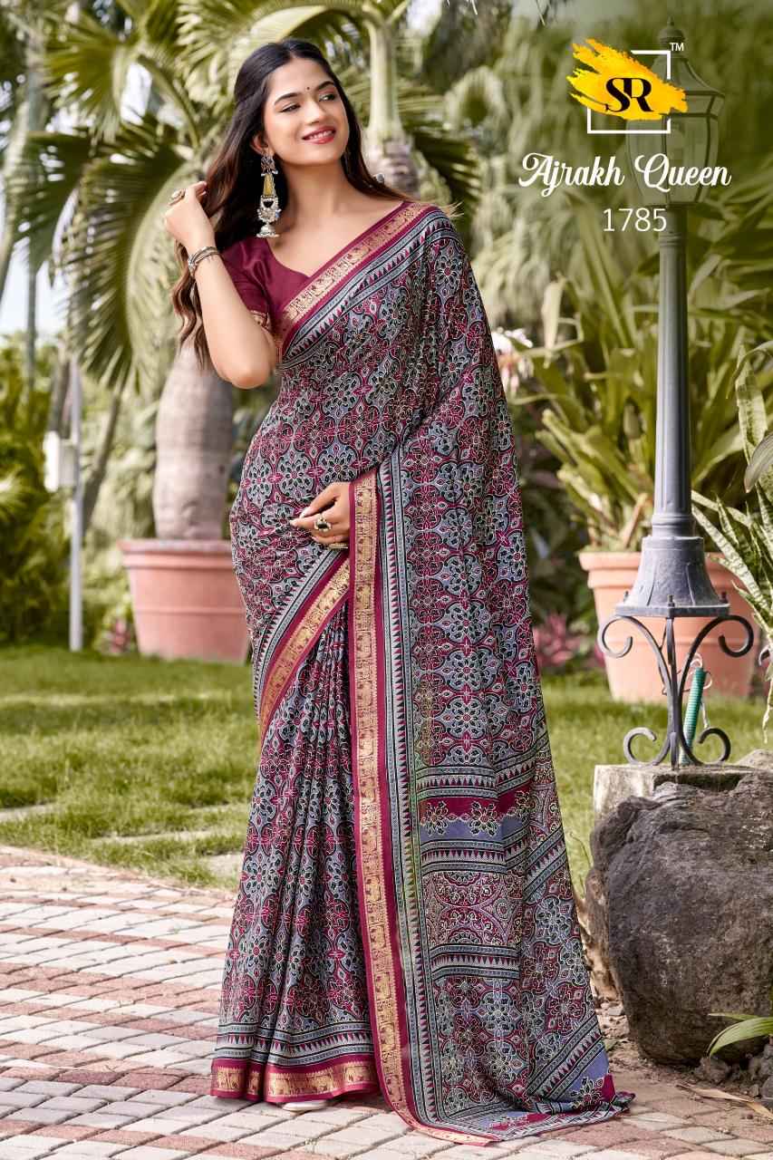 Sr Ajrakh Queen catalog wholesale saree market - Sanvari Fashion