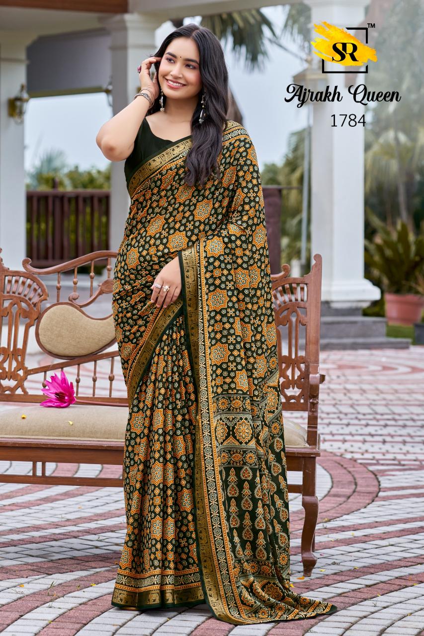 Sr Ajrakh Queen catalog wholesale saree market - Sanvari Fashion