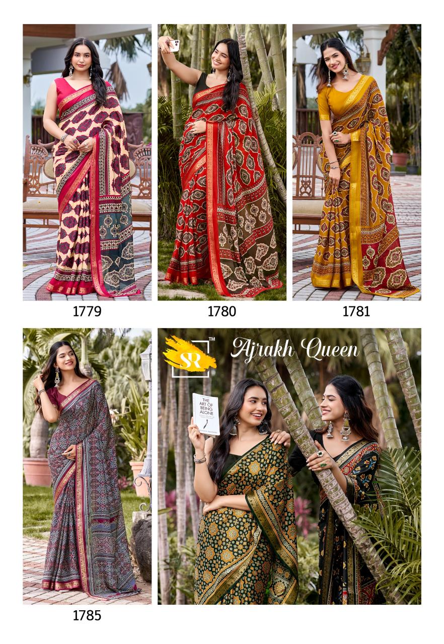 Sr Ajrakh Queen catalog wholesale saree market - Sanvari Fashion