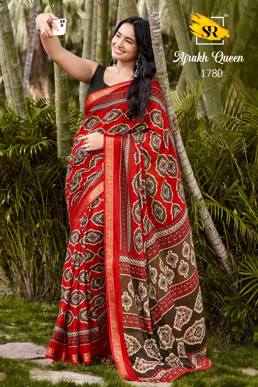 Sr Ajrakh Queen catalog wholesale saree market - Sanvari Fashion