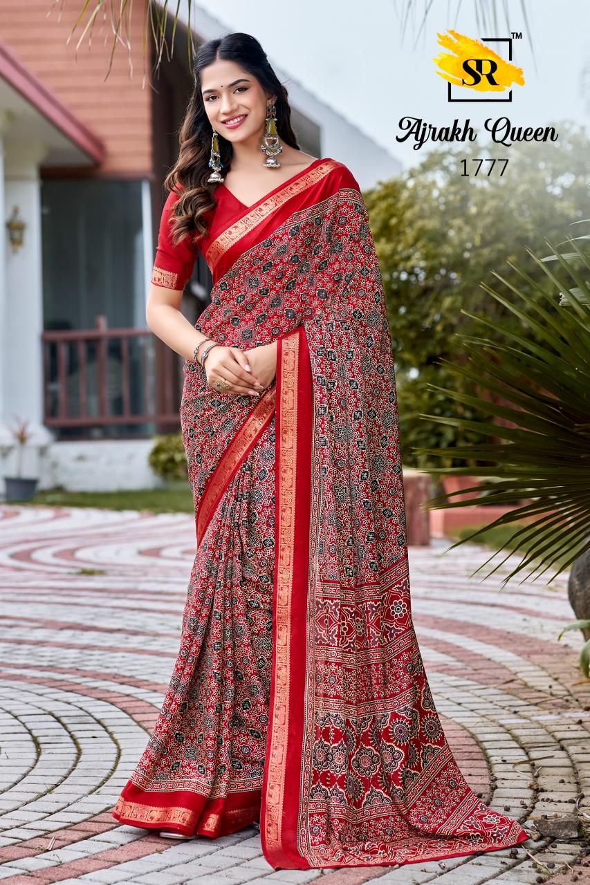Sr Ajrakh Queen catalog wholesale saree market - Sanvari Fashion
