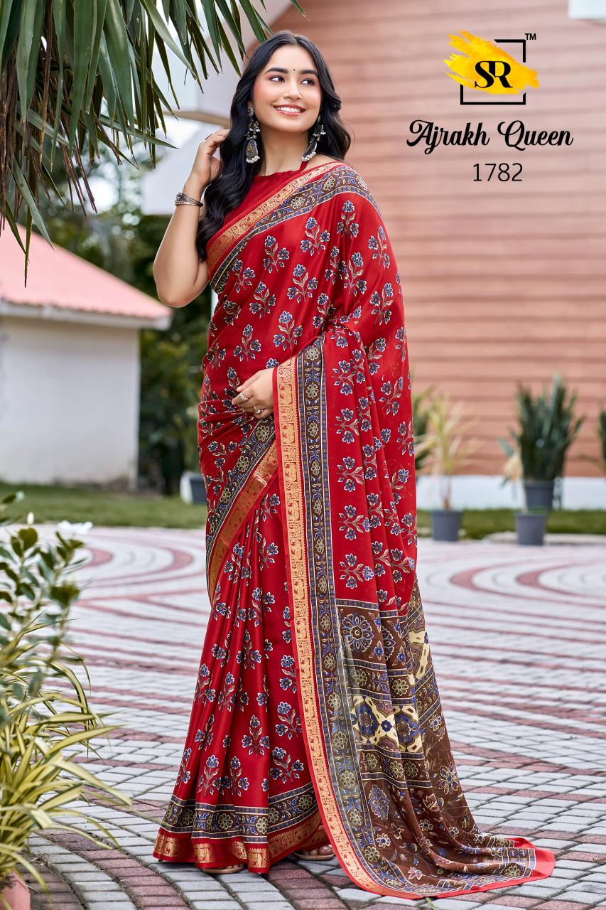 Sr Ajrakh Queen catalog wholesale saree market - Sanvari Fashion
